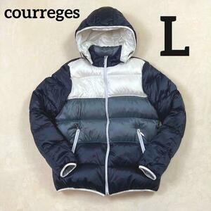 美品　クレージュ　ライトダウンジャケット　フード脱着可能　40 Lサイズ　極暖　courreges レディース　メンズ　ユニセックス