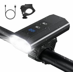 自転車 ライト 防水【5800mAh大容量 USB充電式】電池残量表示 自転車用ライト ヘッドライト 高輝度 1600ルーメン 実用点灯最大16時間