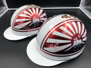 コルク半　カスタム　富士日章　3つボタン　ホワイトレッド　ラメ　桜セット　高級クリヤ　送料無料