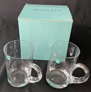 ◆TIFFANY&Co/ティファニー クラッシックビアーマグ ◆ビールジョッキ 2個セット ペア ガラス食器 437ml 未使用 箱付