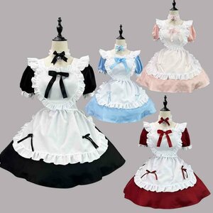 コスプレ メイド服 ハロウィン衣装 可愛い 舞台 ワンピース 4set 5L レッド