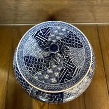 【祥瑞胴錦水指/景徳鎮 蔡鳳玲】茶道具 染付 青花 骨董品 古美術品 作家 在銘 共箱 中国美術 _画像8