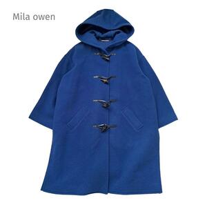 Mila owen ミラオーウェン ボックスシルエットダッフルコート ロイヤルブルー ロング フード 青 アウター ジャケット オーバーサイズ M