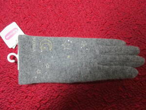  prompt decision tag attaching unused Furla touch panel correspondence gloves gray wool 100% size 21~22cm month star Stone attaching 