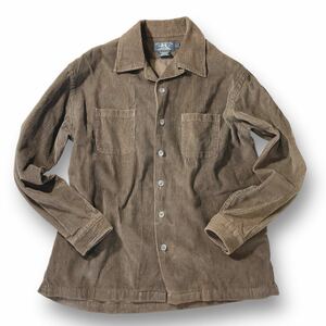 1円~ RRL ダブルアールエル 三ツ星タグ Ralph Lauren ラルフローレン 90年代 オープンカラー 開襟 太畝コーデュロイ シャツ ジャケット