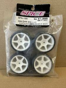 SPICE RC SPA-155 mini ミニ ドリフトタイヤ ホイール 接着済み 6本スポーク ホワイト 京商 kyosho ヨコモ yokomo タミヤ Mシャーシ TAMIYA