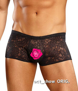 ＊新品未使用 MalePoweeメールパワー Stretch Lace ShortBoxer 145162 (ブラック/L) 正規品 メンズレース下着 透け透け おしゃれ エロ