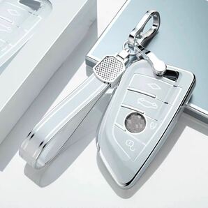 BMW キーケース キーカバー 保護 TPU 銀タイプ 刀型 ホワイトリング付き