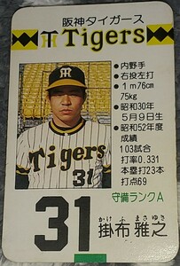 タカラプロ野球カードゲーム昭和５３年度阪神タイガース 掛布雅之