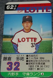 タカラプロ野球カードゲーム昭和６２年度ロッテオリオンズ 藤倉多祐