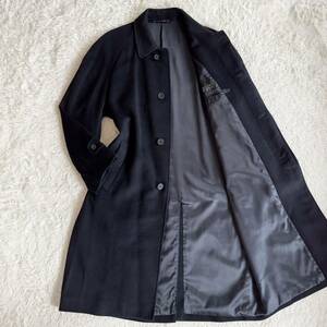 カシミヤ100%【極上のカシミヤ】BELTA BUONO ステンカラーコート ロング ジャケット ラグラン 着丈110cm ブラック 黒 Mサイズ