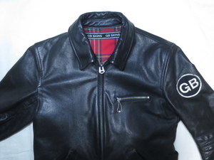 ★ GB SKINS レザー ライダース ジャケット 38 M ブラック タロンジップ LEATHER RIDERS JACKET BIKER ロンジャン ジービースキン