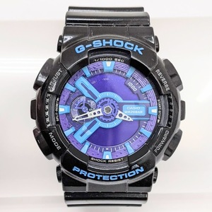 【9870】CASIO カシオ G-SHOCK GA-110HC WR20BAR SHOCK RESIST 黒 紫 水色 メンズ 雑貨 服飾 不動品