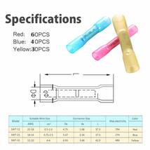 CESFONJER熱収縮ワイヤーコネクター|圧着コネクタ|防水絶縁電気端子海洋自動車、バット端子キット（赤60個、青40個、黄色3_画像2