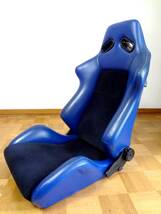 RECARO SR-1 セミバケットシート 青レザー/黒モケット 張替品 中古 綺麗 崩れ感無し SR1 レカロ 送料安価に SR-2 SR-Ⅱ SR3 SR-Ⅲ_画像2