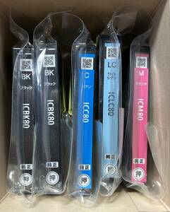 EPSON 純正品インクカートリッジ / ICBK80 × 2 個＋ ICC80 × 1 個＋ ICLC80 × 1 個＋ ICM80 × 1 個 / 未開封 5 個セット