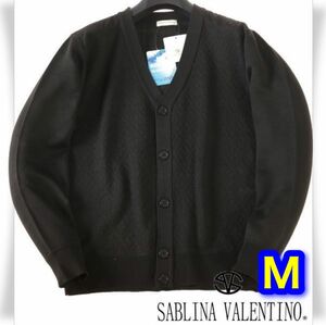 本日SALE！！新品　SABLINA VALENTINO 長袖 ウォッシャブル　Vネックカーディガン　黒M タグ付