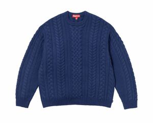 新品 Supreme Appliqu Cable Knit Sweater L シュプリーム アップリケ ケーブル ニット セーター Navy Large