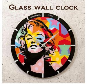 【掛時計】ガラスウォールクロック［ショッキングモンロー］（Φ38） 壁掛け時計