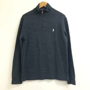 □POLO RALPH LAUREN 長袖ニット S(170/92A) チャコール ポロラルフローレン メンズ ハーフジップ 綿100％ 複数落札同梱OK B231207-303