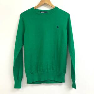 □POLO RALPH LAUREN 長袖ニット M 緑 ポロラルフローレン レディース 綿100％ ロゴ刺 複数落札同梱OK B231218-6