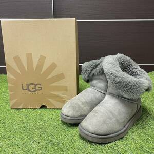 UGG アグ レザームートンブーツ 24㎝ グレー 激カワ 人気靴 定番モデル 軽量