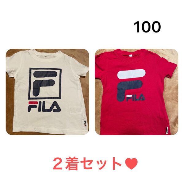 FILA Tシャツ キッズ 100 赤と白セット