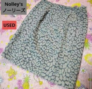 最終値下げ・即決★USED★アルパカ混★ノーリーズ・Nolley's★レディーススカート★ひざ丈★秋冬★柄物・ヒョウ柄★S