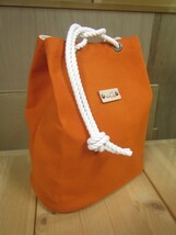 tsg-1 京都ちどりかばん 帆布製 手提げ袋 巾着型 Sサイズ オレンジ_画像1