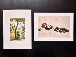 竹久夢二 『牛と馬』『雪の夜』 水彩/木版 B4 複製印刷画 2点セット！☆ Takehisa Yumeji 大正 子供雑誌 挿絵 浪漫画帖 朝日新聞 定形外可