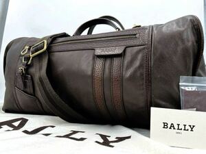 1円 超希少 【極美品】BALLY バリー ボストンバッグ ショルダー 2way レザー本革 ビジネス メンズ 旅行 大容量 斜め掛け ブラウン トラベル