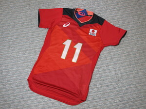 a アシックス バレーボール男子日本代表チーム オーセンティックシャツ 11 西田有志 2053A099 赤Ｍ 新品タグ付き