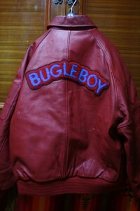 BUGLE BOY USA 80s 90s ビンテージ ALL レザー スタジャン ■ ロゴ ワッペン ■ スタジアム アワード ジャケット フライト ライダース