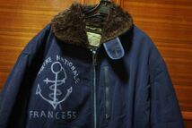 ハンドペイント フランス製 80s 90s ビンテージ フランス軍 NAVY フライト デッキ ジャケット ■ N1 N-1 タイプ ■ A2 MA1 N3B USA 好きに_画像2