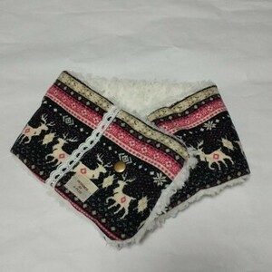  neck warmer for children reindeer pattern × poodle fur hand made 