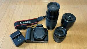 【レンズ3本付き】Canon EOS 70D バッテリー、チャージャー、SDカード付 ショット数7829回 標準 望遠 接写レンズ 直接引き取り大歓迎