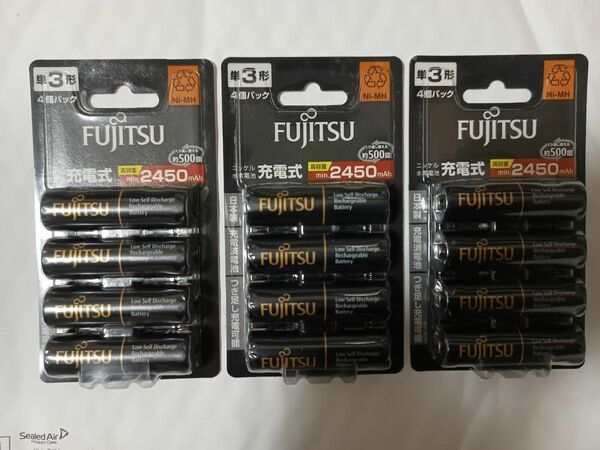 FUJITSU　単3形ニッケル水素電池4本パック3個セット（12本）
