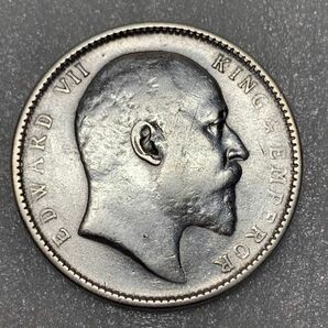 英領　インド　1ルピー(エドワード7世) 銀貨　1907年