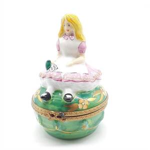 【1円スタート】 LIMOGES BOX Alice In Wonderland リモージュボックス フランス エナメル 小物入れ ピルケース 置物 不思議の国のアリス 