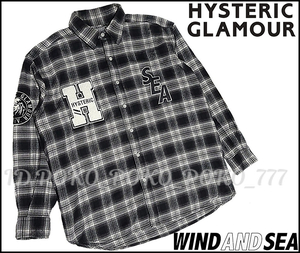 即決 ヒステリックグラマー × ウィンダンシー HYSTERIC GLAMOUR WIND AND SEA ワッペン チェック柄 ネルシャツ 長袖 シャツ 送料無料