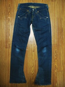 希少 初期 クロアチア製 LEVI'S RED 07F S03 インディゴ デニム パンツ メキシカンブーツカット 27 ダメージ加工 リーバイス レッド