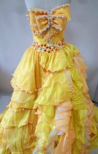 MATSUO マツオ ウェディングドレス 黄色 カラードレス ビジュー リボン（B39）