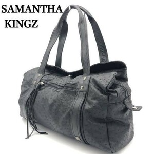 sa man sa King z Ostrich men's bag black leather real leather original leather black business travel Boston tote bag hand briefcase 