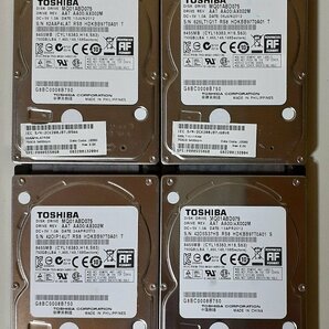 4016 2.5インチ内蔵SATAハードディスク 750GB 東芝 4個まとめて 9.5mm 5400rpm MQ01ABD075 正常 使用1246/2021/2233/8098時間 Mac/Winの画像1