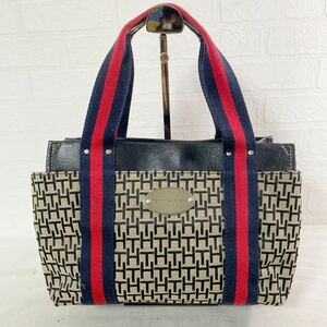 3744☆ TOMMY HILFIGER トミーヒルフィガー バック トートバッグ ハンドバック レディース ベージュ 総柄