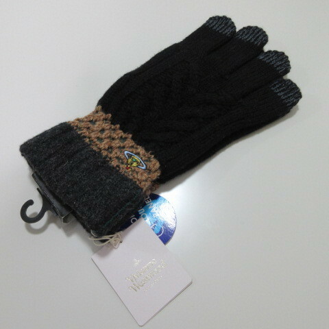 メンズ手袋/ヴィヴィアンウエストウッド手袋/ニット手袋 日本製 黒【Vivienne Westwood】