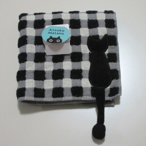 mata Noah tsuko towel handkerchie cat /pokopoko silver chewing gum check black [Atsuko Matano]