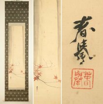 【真作】　帝国美術院会員　山本春拳　滝　絹本軸装　共箱　掛軸　書画　日本画　　_画像1