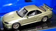 【Ma】オートアート☆1/43 57338 ニッサン スカイライン R34 GTR V-SPECⅡ Nur ミレニアムジェイド MILLENIUM JADE 1000台限定_画像1