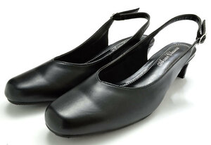  new goods lady's pumps 95585 black 26.5cm large size lady's back band sandals futoshi heel middle heel 4.5cm heel shoes commuting 